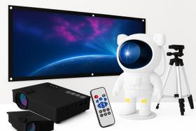 Kit Professor Data Show Datashow Projetor Tela Lona Hd Wifi Tripe Tela Luminaria Robo