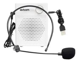 Kit Professor Palestrante Megafone c/ Microfone Amplificador Branco -- Bluetooth -- Exbom