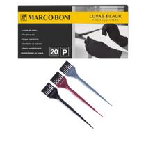 Kit profissional 10 pares luvas black p+ pinceis p/ tintura marco boni