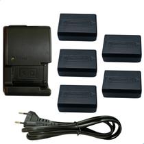 Kit Profissional 5 Baterias NP FW50 com Carregador Para Câmeras Sony Alpha A6000 A6500 A6400 A7 A7II A7R A7SII