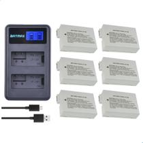 Kit Profissional 6 Baterias LP E8 com Carregador Duplo LCD USB Para Câmeras Canon EOS Rebel T2i T3i T4i T5i Kiss X4, X5, X6