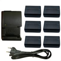 Kit Profissional 6 Baterias NP FW50 com Carregador Para Câmeras Sony Alpha A6000 A6500 A6400 A7 A7II A7R A7SII NEX3 NEX5 NEX6 NEX7