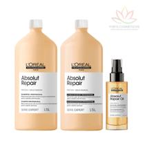 Kit Profissional Absolut Repair LOréal: Shampoo 1,5L + Condicionador 1,5L + Sérum 90ml