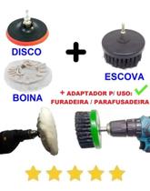 Kit Profissional Boina Escova Limpeza Parafusadeira Furadeira Carro Limpa Carpete Carro polir lavar - Seco Pronta Uso Banco Detailer