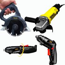 Kit Profissional com Serra Mármore 2800 W, Esmerilhadeira 700 W e Parafusadeira Angular 5 V Kit Profissional com Serra Mármore 2800 W, Esmerilhadeira 700 W e Parafusadeira Angular 5 V