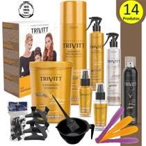Kit Profissional completo Trivitt com 14 Produtos - (Segredo do Cabeleireiro, Cauterização, Shampoo e Mascara)