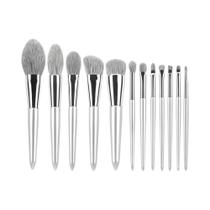 Kit Profissional De 12 Pincéis De Maquiagem Com Cerdas Naturais De Cabra Para Base, Pó, Contorno,