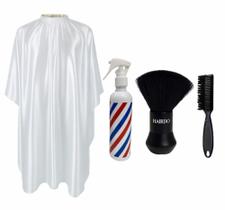 Kit Profissional De Corte Cetim Estampado Borrifador Espanador Grande Barbeiro Escovinha Limpeza Kit Profissional De Corte Cetim Estampado Borrifador Espanador Grande Barbeiro Escovinha Limpeza