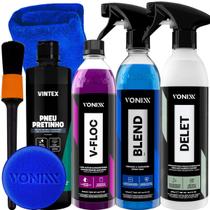 Kit profissional de estética automotiva delet blend v floc pneu pretinho vonixx brilho extremo proteção completa Kit profissional de estética automotiva delet blend v floc pneu pretinho vonixx brilho extremo proteção completa