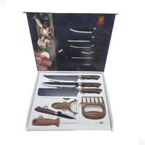 Kit Profissional De Facas Conjunto Completo Para Churrasco Com 8 Peças Antiaderente Fio De Navalha