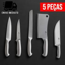 Kit Profissional de Facas para Cozinha Peixeira Desossa Cutelo Pão Aço Inox Alta Qualidade
