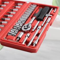 Kit Profissional de Ferramentas 46 Peças + Maleta Catraca Jogo De Soquetes Estojo Kit Ferramentas Kit Profissional de Ferramentas 46 Peças + Maleta Catraca Jogo De Soquetes Estojo Kit Ferramentas