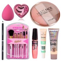 Kit Profissional De Maquiagem Ruby Rose Base Pincéis NUDE