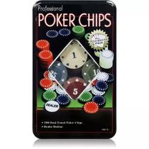 Kit Profissional De Poker Chips Jogo Com 100 Fichas + Dealer