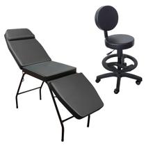 Kit Profissional Estética: Maca 3 Posições + Mocho Clínica