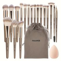 Kit Profissional MAANGE 20 Pincéis de Maquiagem Bolsa Veludo e Esponja Rosa