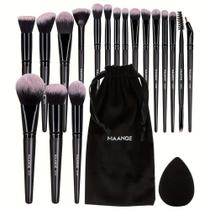 Kit Profissional MAANGE 20 Pincéis de Maquiagem Bolsa Veludo e Esponja Rosa