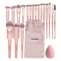 Kit Profissional MAANGE 20 Pincéis de Maquiagem Bolsa Veludo e Esponja Rosa Kit Profissional MAANGE 20 Pincéis de Maquiagem Bolsa Veludo e Esponja Rosa