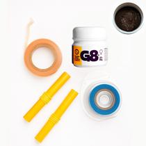 Kit Profissional Mega Hair Cola G8 Marrom, Papel Térmico, Fita Dupla Face e Pano Nanopele Kit Profissional Mega Hair Cola G8 Marrom, Papel Térmico, Fita Dupla Face e Pano Nanopele