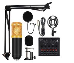 Kit Profissional Microfone Condensador BM800 Mesa V8 Podcast Gravação - coibeu