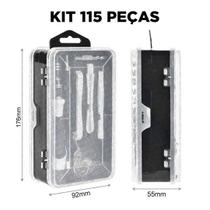 Kit Profissional Multi Uso Ferramenta Reparo Limpeza 115 Pcs