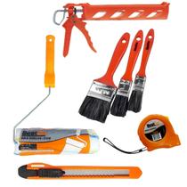 Kit Profissional Pincel Rolo Aplicador Estilete Trena Kit Profissional Pincel Rolo Aplicador Estilete Trena