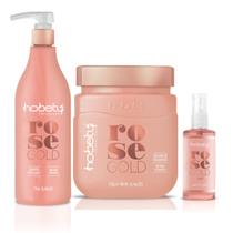 Kit Profissional Rose Gold Hobety Shampoo+Mascara+Fin.