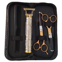 Kit profissional tesouras dourada + maquina cortar cabelo barba Kit profissional tesouras dourada + maquina cortar cabelo barba