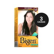 Kit Profissional Tintura Capilar à base de água Bigen 1.0 Preto Azulado 3cx Kit Profissional Tintura Capilar à base de água Bigen 1.0 Preto Azulado 3cx