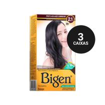 Kit Profissional Tintura Capilar à base de água Bigen 2.1 Preto Azulado Lumi. 3cx Kit Profissional Tintura Capilar à base de água Bigen 2.1 Preto Azulado Lumi. 3cx