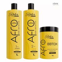 Kit Progressiva Afro Coffee 1L + Bbtox Afro Coffee 1L Rofer Profissional