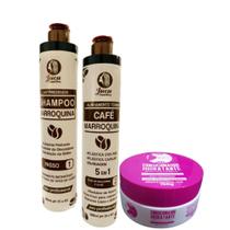 Kit Progressiva Café Marroquina 5em1 2x500ml + Mascara Pós Alisamento 150g
