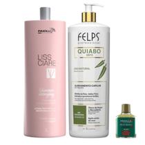 Kit Progressiva Felps Quiabo1l+shampoo Antirresíduo Paiola1l