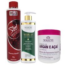 Kit Progressiva Profissional 1ka Steel+ Shampoo Pré Ativo E Creme Natural Ação Neutralizante Reconstrutor 1kg Kit Progressiva Profissional 1ka Steel+ Shampoo Pré Ativo E Creme Natural Ação Neutralizante Reconstrutor 1kg