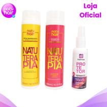 Kit Progressiva sem formol + Shampoo Anti-Resíduos Natuterapia + Brinde Protetor Térmico - Natuhair - 300 ml