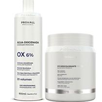 Kit Prohall Pó Descolorante White Clareia Volumes Emulsão Pexórido Agua Oxigenada Descolorir platinar Iluminar Color