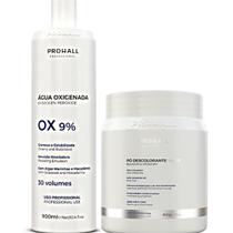 Kit Prohall Pó Descolorante White Clareia Volumes Emulsão Pexórido Agua Oxigenada Descolorir platinar Iluminar Color