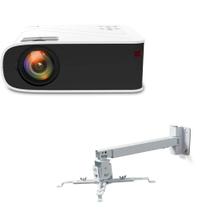 Kit projetor + suporte goldentec 5000 lumens full hd branco