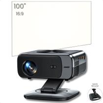 Kit Projetor XIWBSY M05 800 ANSI Lumens Android 12 Bluetooth 5.3 Wifi 5 + Tela Reflexiva 100 Pol 16:9 Branca