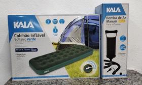 Kit promocional colchão inflável solteiro com bomba de ar manual