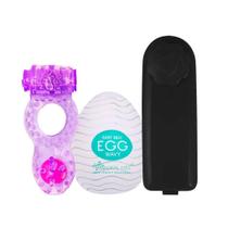 Kit promocional com anel peniano egg masturbador e bullet Kit promocional com anel peniano egg masturbador e bullet