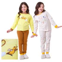 Kit Pronto 4 Peças Pijama Macio Comprido, Longo Infantil 2 Camisas 2 Calças 1 a 10 anos