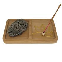 Kit Prosperidade Pedra Pirita Grande + Incensário Madeira Kit Prosperidade Pedra Pirita Grande + Incensário Madeira