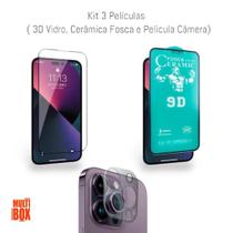 Kit Proteção 1x Película Fosca + Película de Câmera + Película 3D De Vidro Para Iphone 14 PRO
