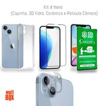 Kit Proteção 4Em1: Capa + Película 3D Vidro +Película Cerâmica + Película Câmera Para Iphone 14 Plus Kit Proteção 4Em1: Capa + Película 3D Vidro +Película Cerâmica + Película Câmera Para Iphone 14 Plus