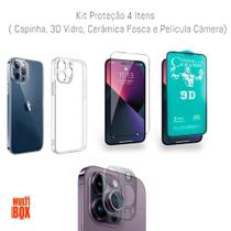 Kit Proteção 4EM1 Capa + Película Câmera + Película Fosca + Película 3D Vidro Para Iphone 14 PRO
