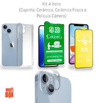 Kit Proteção 4Em1: Capa + Película Cerâmica +Película Fosca + Película Câmera Para Iphone 14 Plus