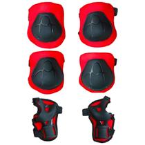 Kit Proteção 6 Peças Patins Skate Bicicleta Vermelho Castela