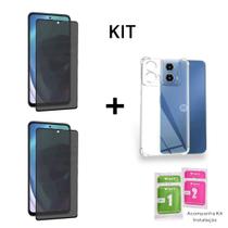 Kit Proteção Capa Capinha Anti Impacto + 2UN Películas Privacidade Fosca 9D Para Moto G04