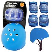Kit Proteção Capacete Joelheiras Cotoveleiras Azul - DmToys 6152 - Dm Toys